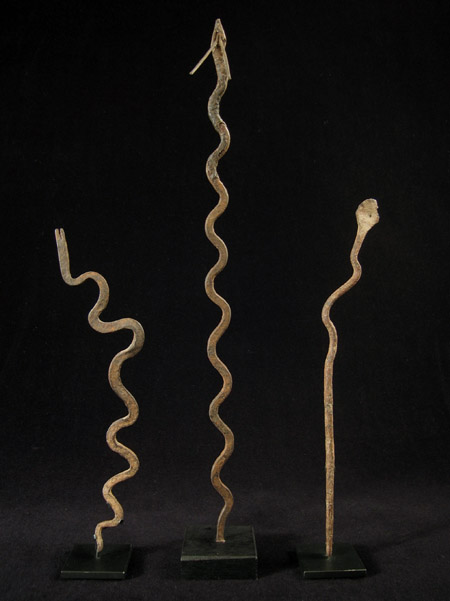 African Tribal Art - Iron snake charms, Africa