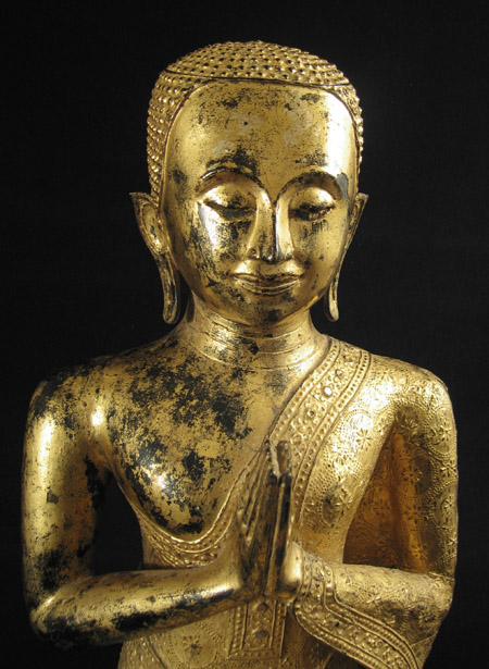 Asian Tribal Art - Bronze monk, Thailand, detail
