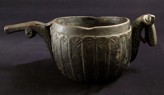 Asian Tribal Art - Wood milk jug, Afghanistan, back
