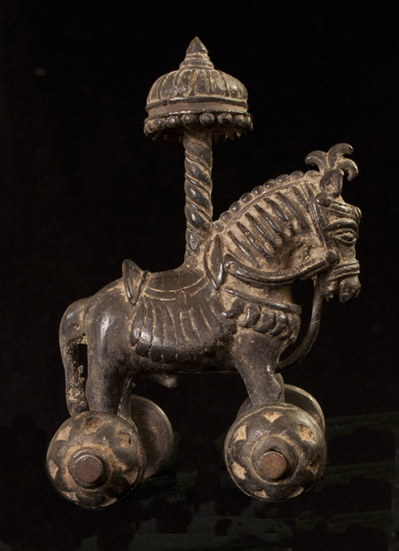 Antique Bronze Toy Horse, India - back view