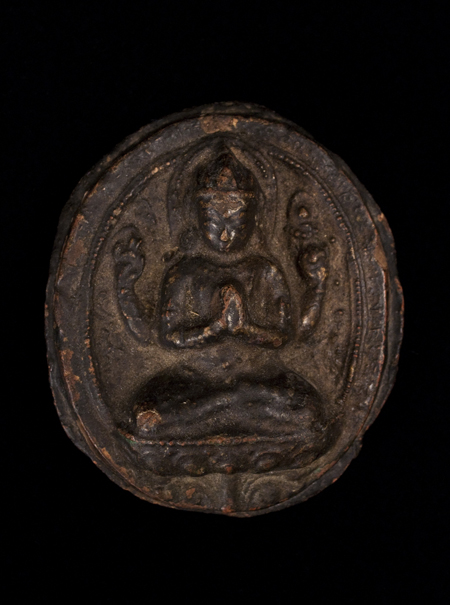 Tsa tsa clay amulet of Shadaksari Avolokiteshvara, Tibet