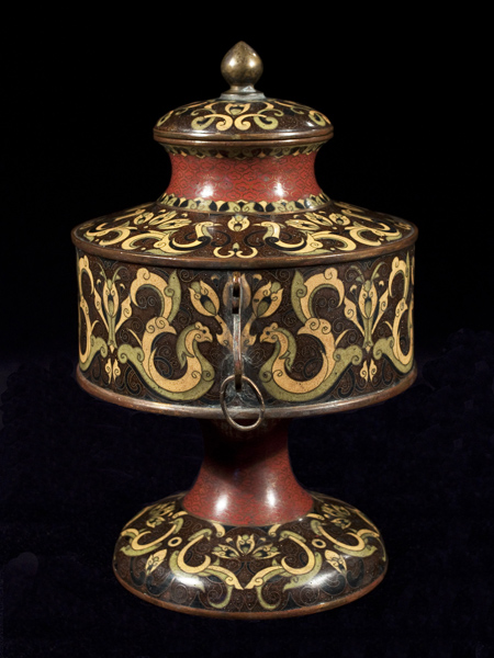 Cloisonné Bronze Urn, Japan, left side