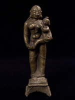 Parvati and child bronze figure, India