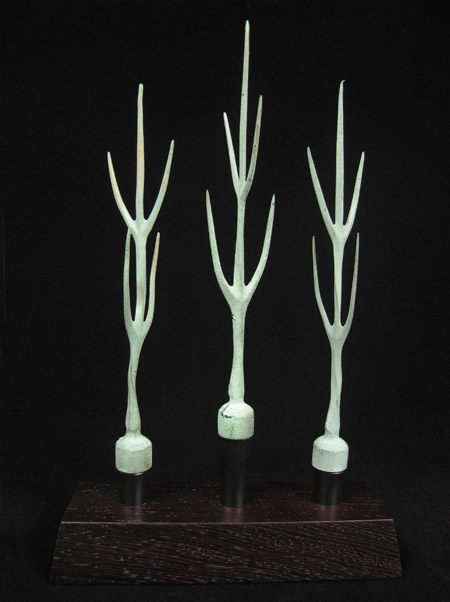 Curiosities - Three copper lightning rods, North America