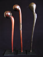 African Tribal Art - Three knobkerries, Tanzania