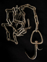 Asian Tribal Art - Iron tea kettle hook and chain, Japan