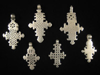 African Tribal Art - Silver coptic cross pendants, Ethiopia