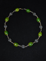 Amber and green bead necklace