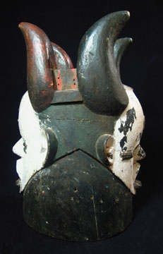 African Tribal Art - Helmet mask, Boki, Nigeria, side view