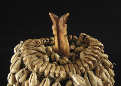 African Tribal Art - Cowrie shell shrine object, Yoruba, Nigeria, top back