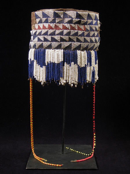 African Tribal Art - Beaded chief's headdress, Luba, Zaire