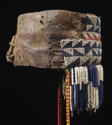 African Tribal Art - Beaded chief's headdress, Luba, Zaire, left