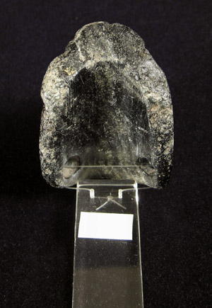 Art of the Americas - Black stone head, El Quetzal, Guatemala, back