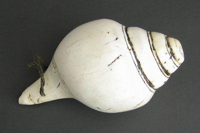 Asian Tribal Art - Conch shell trumpet, Himalayas, top view