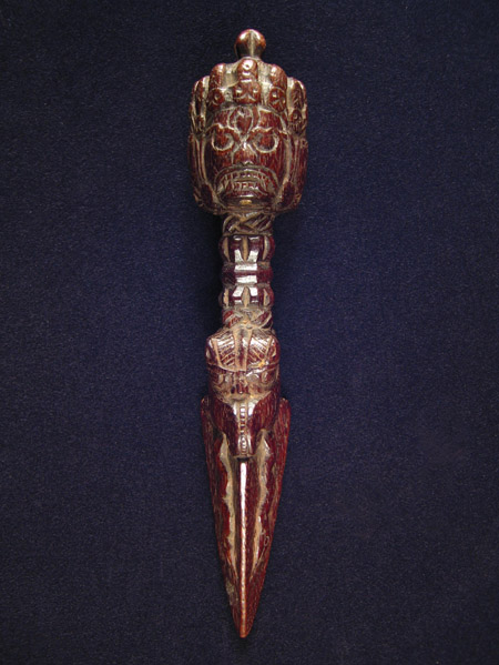 Asian Tribal Art - Rosewood phurba, Tibet