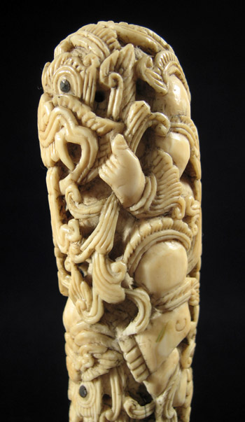 Asian Tribal Art - Ivory sword hilt, Burma, detail