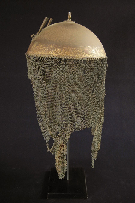 Asian Tribal Art - Helmet with chainmail, India, right