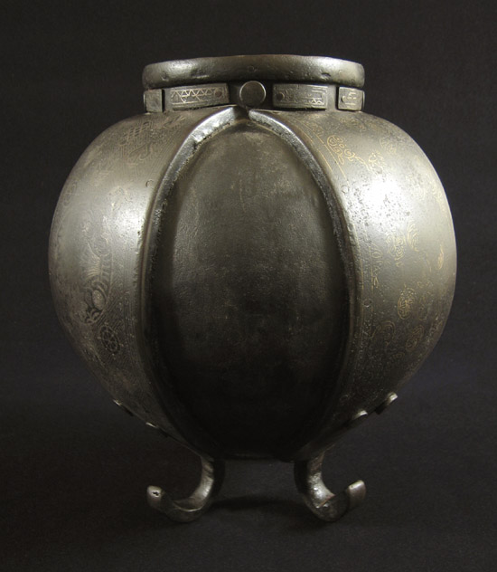 Asian Tribal Art - Damascened stirrup vase, Korea