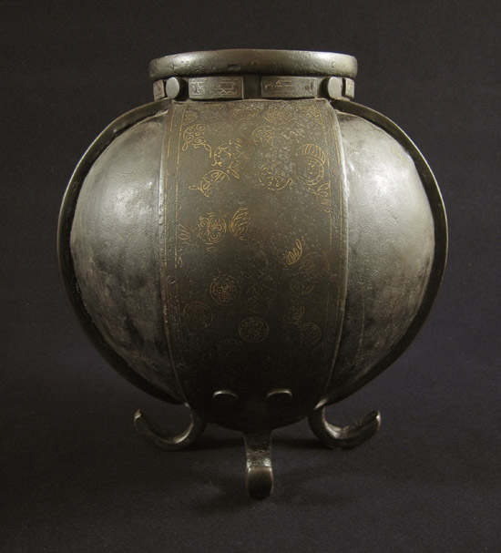Asian Tribal Art - Damascened stirrup vase, Korea, view 2