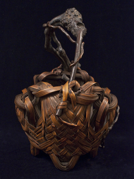Antique Ikebana basket, Japan - right side view