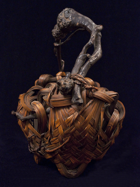 Antique Ikebana basket, Japan - left side view