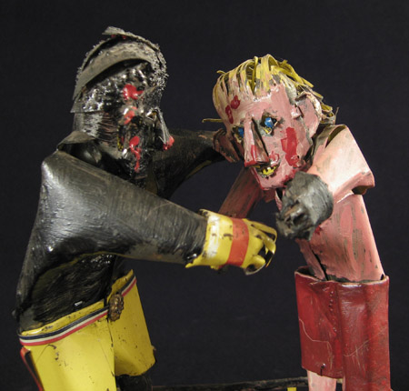 Curiosities - Folk art wrestlers, Western United States, detail