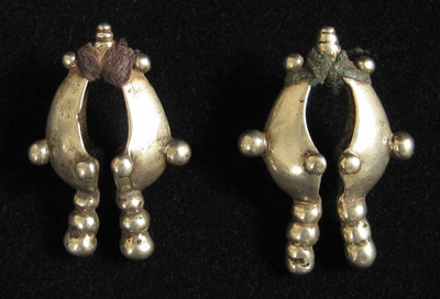 Indonesian Tribal Art - Silver Lelbutir earrings, Tanimbar, Moluccas