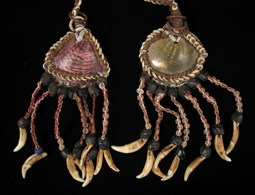 Oceanic Art - Shell ear ornaments, Collingwood Bay, Papua New Guinea, detail
